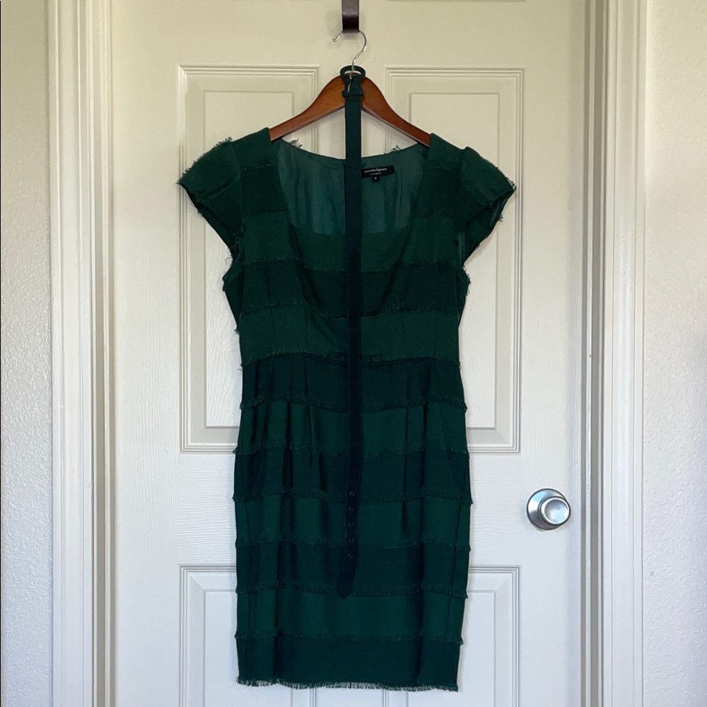 Nanette Lepore Teal Tiered Fringe Sheath Mini Dress (Made in USA)